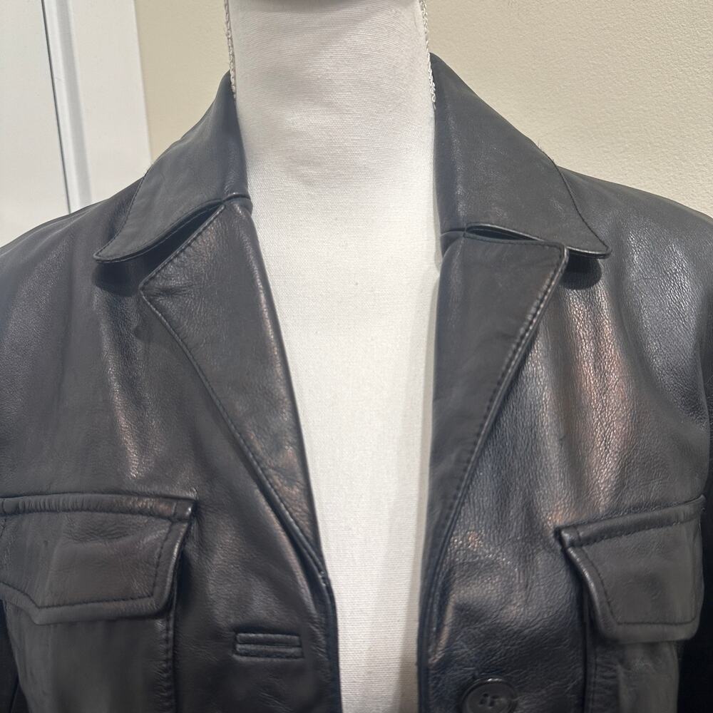 Vintage Y2K J. Crew Black Leather Shacket Minimalist Preppy Heritage Old‎ Money - Picture 4 of 16